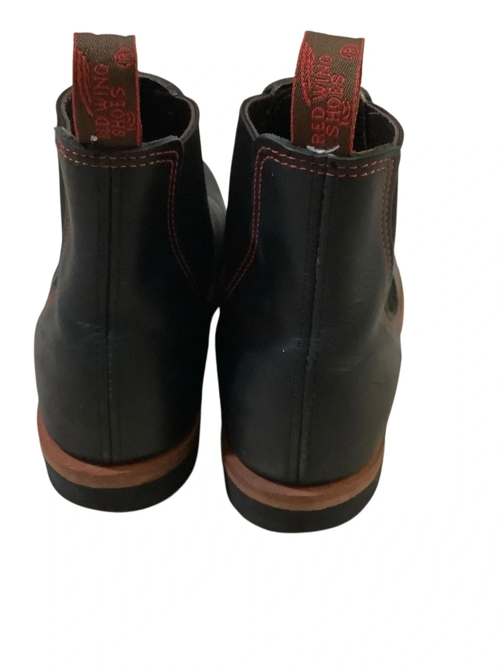 Red Wing Shoes Men's Black Leather Chelsea Boots with Brown Trim